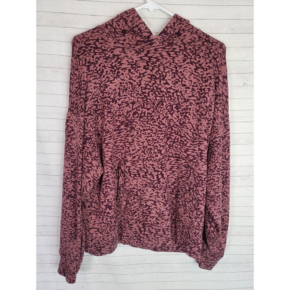 Athleta Balance Hoodie Ocelot Spot Twany Rose Sweatshirt, sz Medium